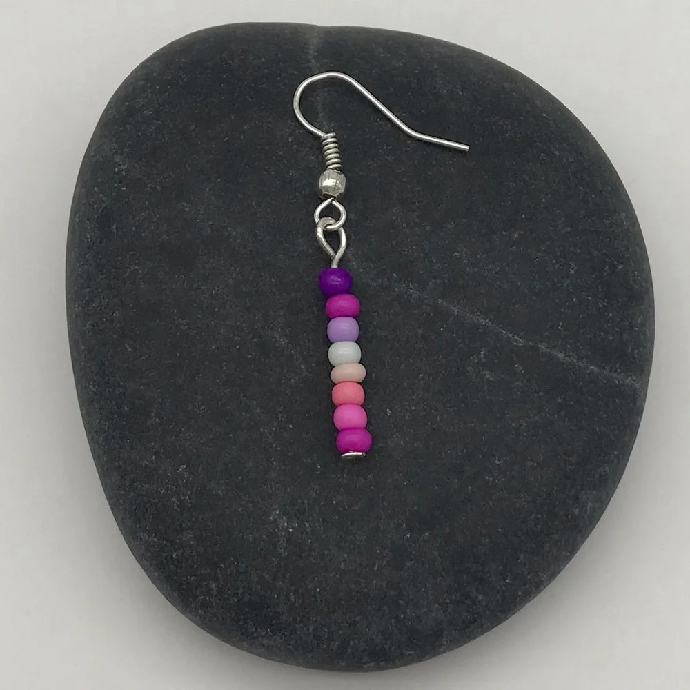 Boho Lightweight Dangle Earrings Purple Pink - Picture 3 of 3